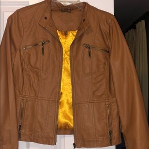 Tan Faux Leather Jacket Size: M